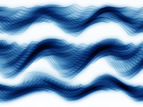 Abstract sine waves rendered in blue against white background