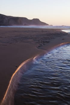 View of a beautiful beach in Sagres nearby region on the Algarve, Portugal.