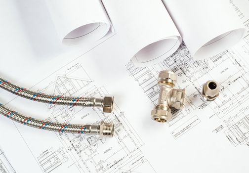 plumbing and drawings are on the desktop, workspace engineer