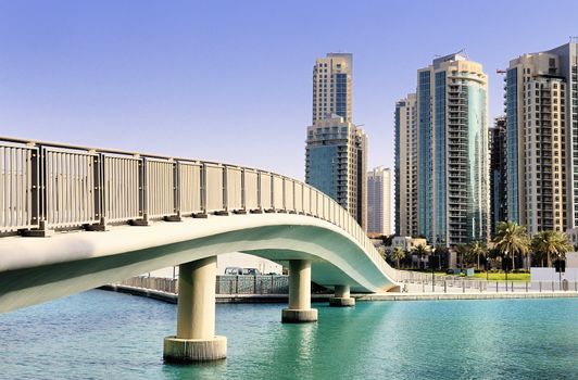 footbridge and architecture in dubai city, United arab Emirates