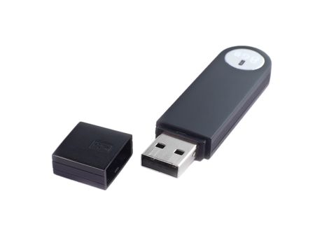 Isolated black USB flash card on 8 Gb