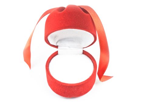 The isolated opened red gift box for a ring