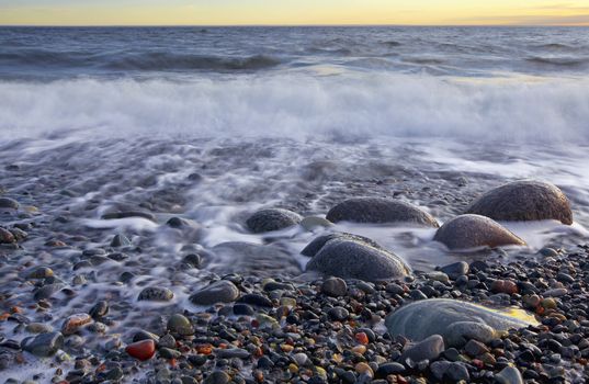 Sunset in wintertime at the Norwegian coast, Moelen