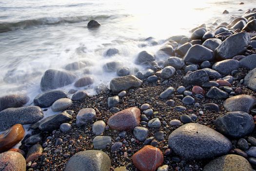 Sunset in wintertime at the Norwegian coast, Moelen