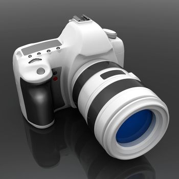 Digital camera image on white background