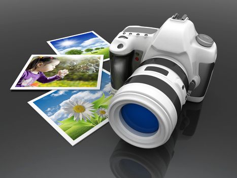 Digital camera image on white background