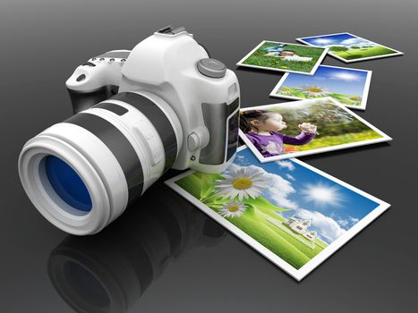 Digital camera image on white background