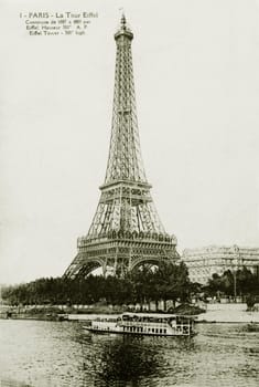 vintage postcard of Paris with the Eiffel tower