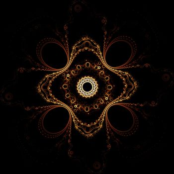 Abstract color image on a black background. Curves and ornaments futuristic design.