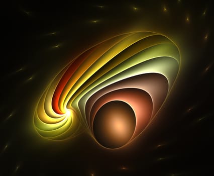 Abstract color image on a black background. Curves and ornaments futuristic design.