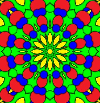 Kaleidoscopic wallpaper pattern made out of colours.