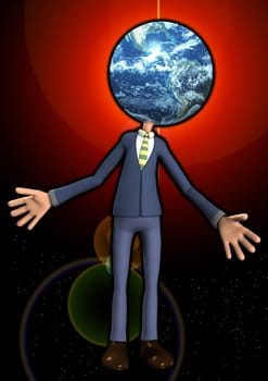 Man with the Earth in place of his head.