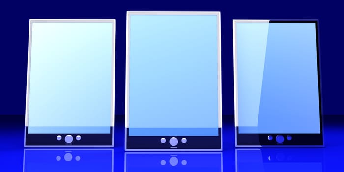 A group of Tablet PCs / Pads. 3D rendered illustration.  