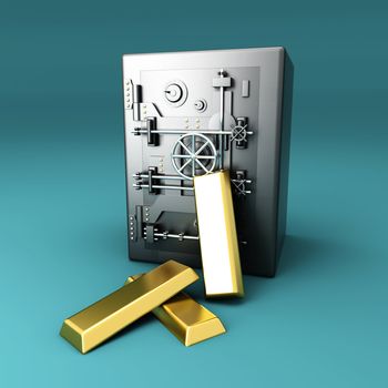 Gold investment. 3D rendered Illustration.