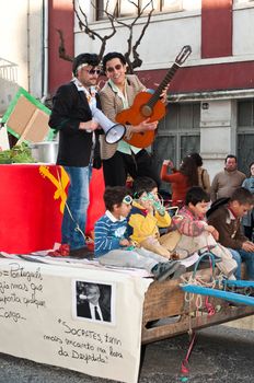 OUREM, PORTUGAL - FEBRUARY 19: unidentified people perform at the Carnival Parade on February 19, 2012 in Ourem, Portugal. The Annual Parade was held during the afternoon of February 19th 2012.