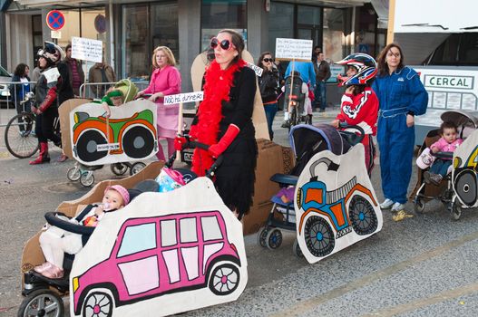 OUREM, PORTUGAL - FEBRUARY 19: unidentified people perform at the Carnival Parade on February 19, 2012 in Ourem, Portugal. The Annual Parade was held during the afternoon of February 19th 2012.