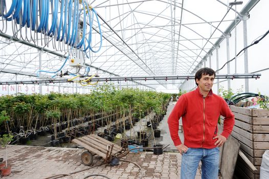 An image of a young worker in a greenhouse