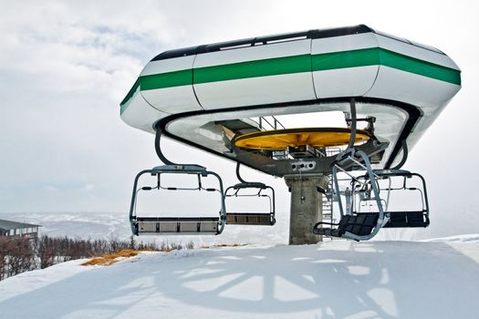 Landscape with ski lift station in Geilo, Norway