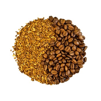 Coffee beans and grains as a symbol isolated on a white background