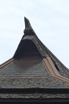 Wooden roofing on the Javan style building in Indonesia