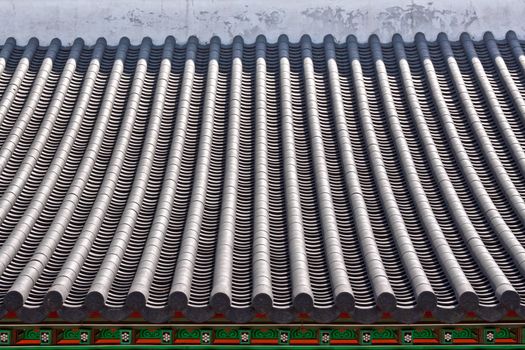 Tradiational asian temple roof in royal palace in Seoul