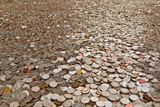 Heap of korean coins with shallow depth of focus