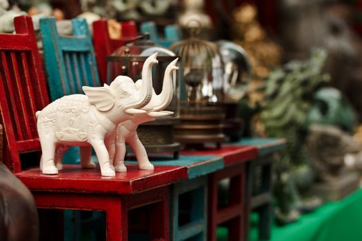 Small elephant figurines at a street shop in Seoul