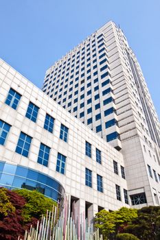 Modern office building in Seoul downtown on a sunny day