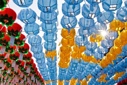 Colorful lanterns in buddhist temple during lotus festival for celebration Buddha's birthday on  7-May-2011