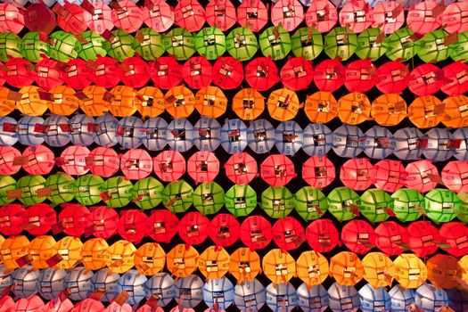 Colorful paper lanterns during lotus festival for Buddha's birthday celebration