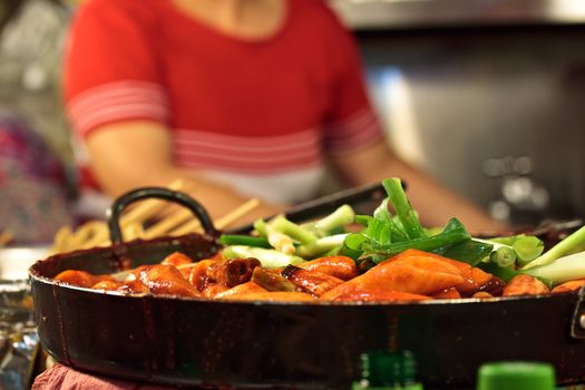 Cooking ttekbokki (korean traditional dish)