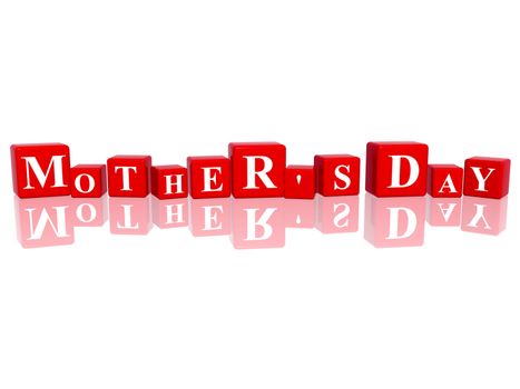 3d red cubes with letters makes mother's day