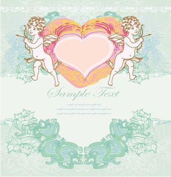 happy valentine's day card with cupid