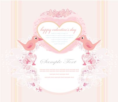 valentine's day greeting card with 2 sweet love birds