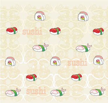 vector pattern with sushi