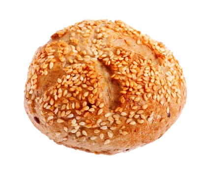 fresh bun with sesame isolated on white