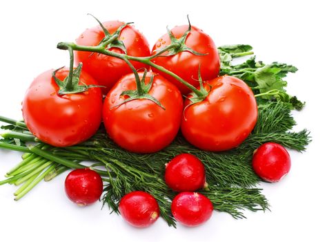 vegetables for salad, isolated on white