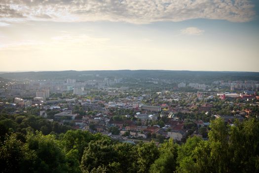 Lviv in Ukraine, high angle view cityscape