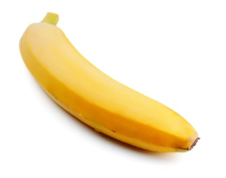 single yellow banana isolated on white background