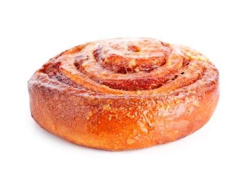 sweet bun with cinnamon isolated on white