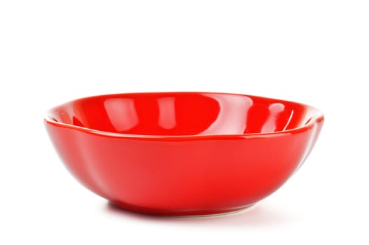 red salad bowl isolated on white background