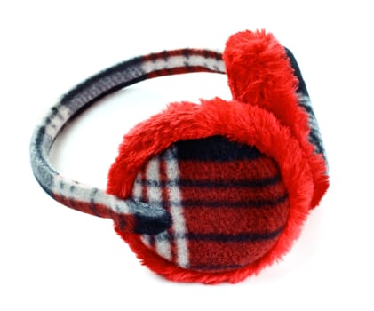 red winter earmuff isolated on white background