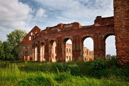 inside of old castle, ruins at day