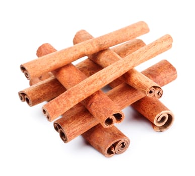 some cinnamon sticks isolated on white background