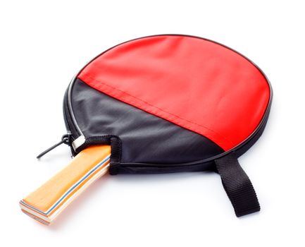 table tennis racket in cover isolated on white