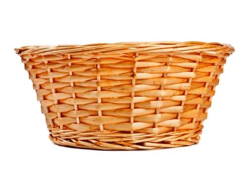 empty wooden basket isolated on white background