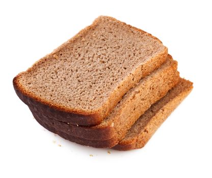 slices of rye bread isolated on a white background