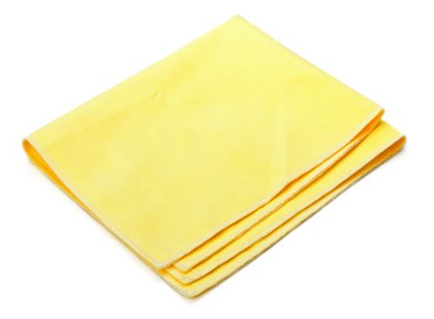 yellow microfiber duster isolated on white background