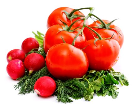 fresh vegetables for salad, isolated on white