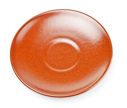 brown ceramic saucer isolated on white background